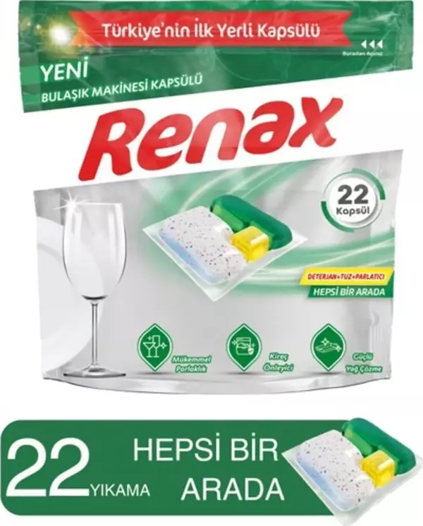 RENAX Bulaşık Makinesi Kapsülü Hepsi Bir Arada 22 Li - Image 1