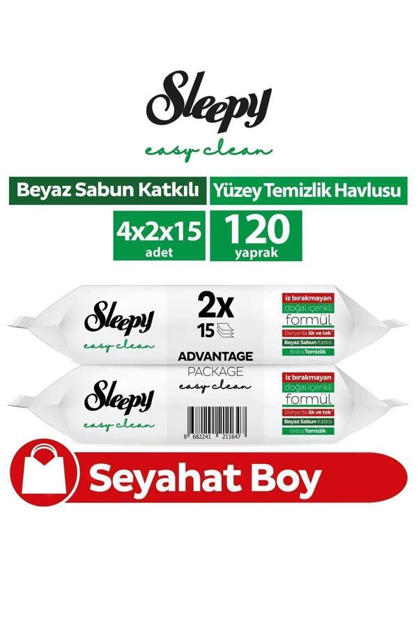 Sleepy Easy Clean Yüzey Temizlik Havlusu&Mendili Seyahat Boy 8x15 (120 Yaprak) - Image 1