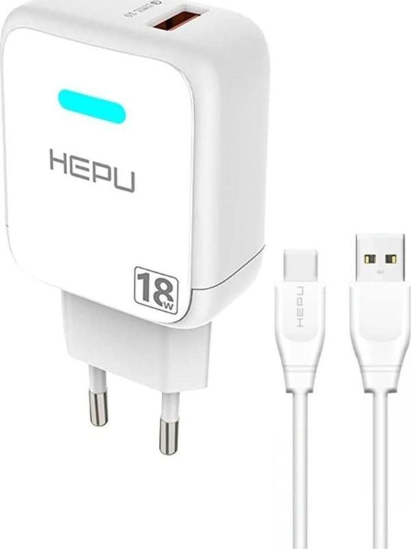 HEPU HP618T QC3.0 18W Seyahat Şarj Aleti USB-Type-C Kablo Set - Image 1