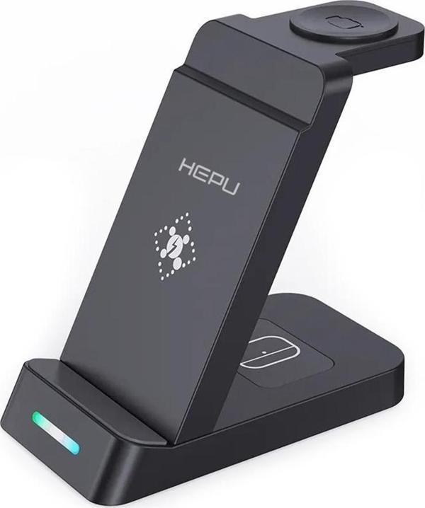 HEPU HP-W04 3in1 15W Hızlı Şarj Destekli Kablosuz Şarj Standı - Image 1
