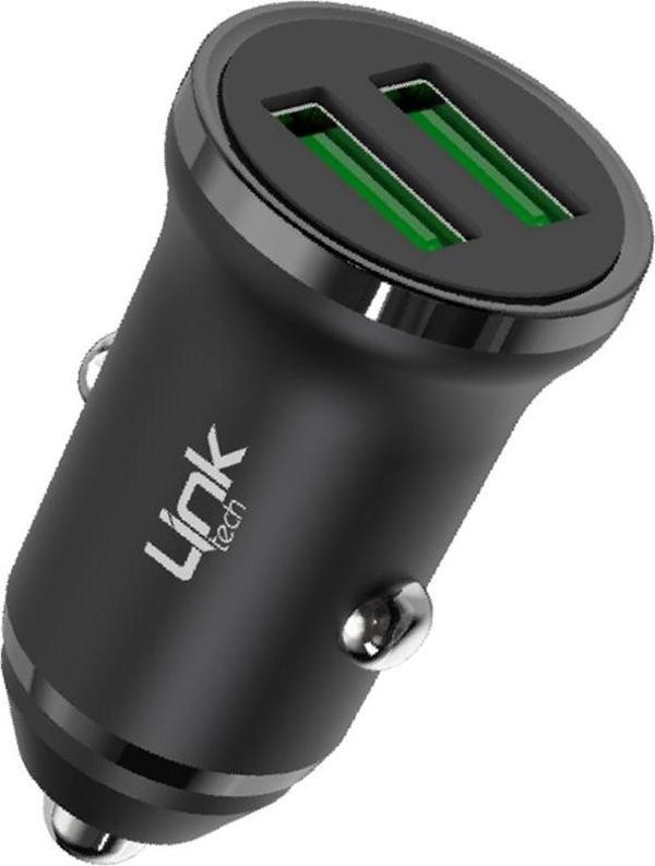 Linktech C480e 12W 2x USB Araç İçi Şarj Adaptörü (Başlık) Siyah - Image 1