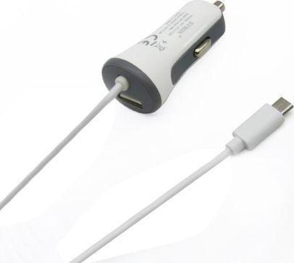 Syrox C26 Araç Şarj Aleti 3.4A Sabit Micro USB Kablo + USB Port Beyaz - Image 1