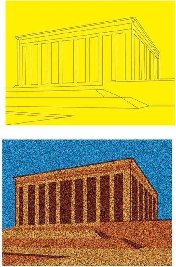 Anıtkabir, 15 Adet Büyük Boy A4, Kum Boyama Kartı Seti-Red Castle KB-RC-152 - Image 1