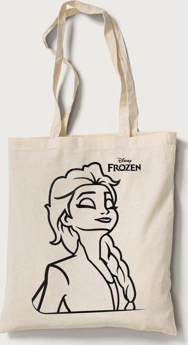 Disney Frozen Çanta Boyama 5 Adet Tek Taraf Baskılı Ham Bez 35x40cm-Red Castle BOYA-02 - Image 1