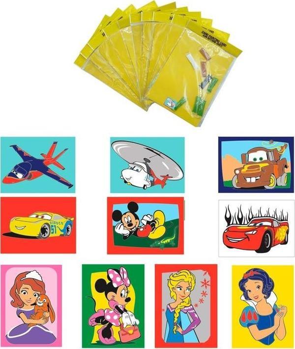 Disney Karma, 10 Adet Büyük Boy A4, Kız-Erkek Çocuk Kum Boyama Kartı Seti-Red Castle KB-D-101 - Image 1