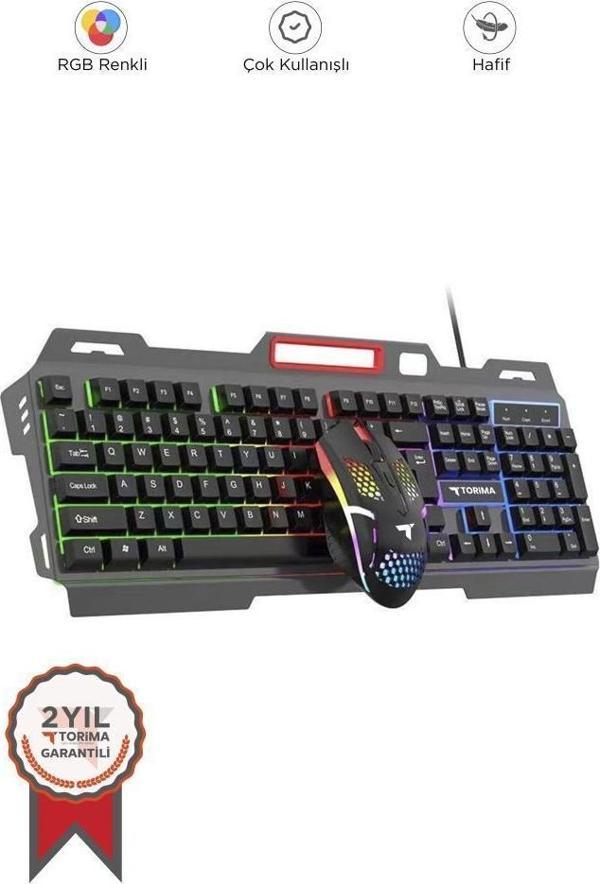 Torima TMK-06 Gaming Rgb Işıklı Kablolu Q Klavye ve Mouse Seti Siyah - Image 1