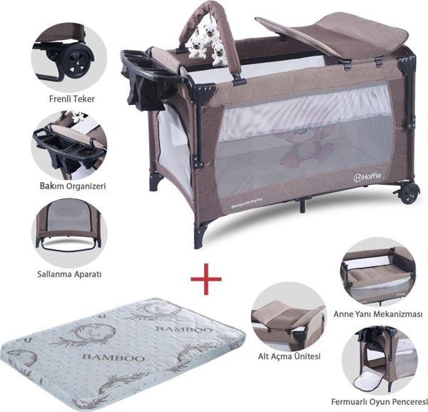 Hoffie Sleep Side Play Anne Yanı Park Yatak Sallanır Cibinlikli Oyun Parkı Beşik 70X110 Cm Yatak Hediyeli - Image 1