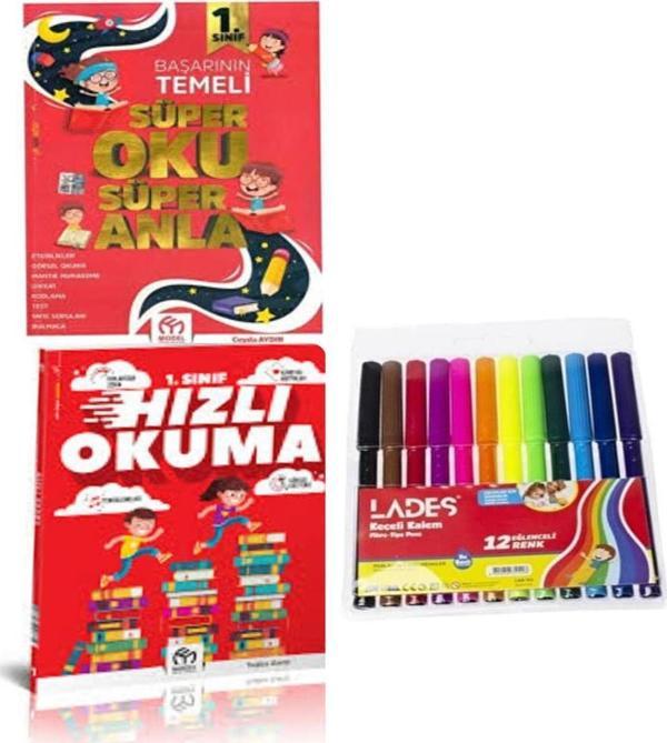 1.sınıf Süper Oku Anla +Hızlı Okuma Ve Keçeli Kalem 12'li - Model Eğitim Yayınları - Image 1