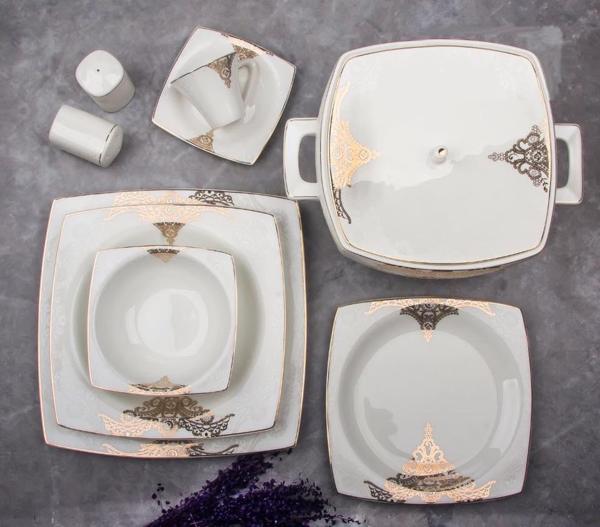Aryıldız Bone Square Porselen 60 Parça Yemek Takımı - 31023 - Image 1