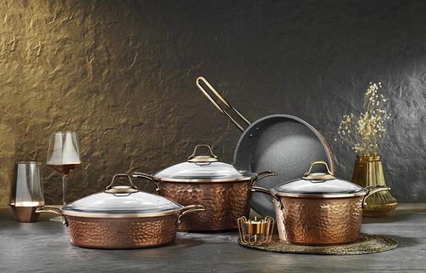 Brioni Copperfield 7 Parça Tencere Seti - Bakır - Image 1