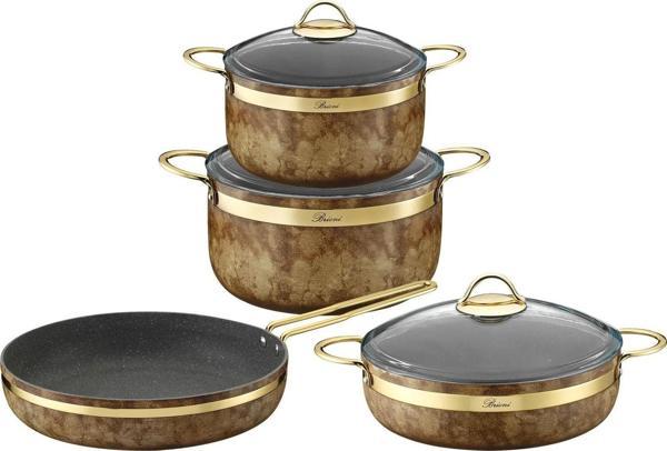 Brioni Royal Stone 7 Parça Tencere Seti - Kaplangözü/Altın - Image 1