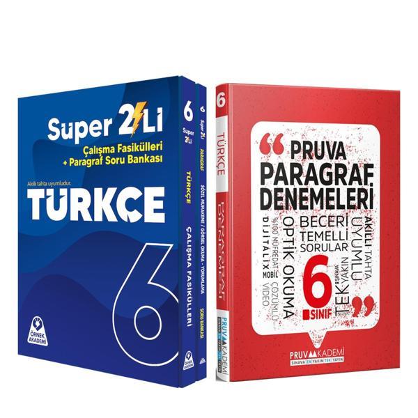 Örnek Akademi 6.Sınıf Türkçe Süper İkili ve Pruva Akademi Paragraf Deneme Seti 3 Kitap - Örnek Akademi - Image 1
