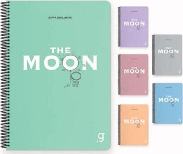 Gıpta Moon Sipiralli Plastik Kapak Defter 17X24Cm 80 Yaprak Kareli (Karışık Renk 1 Adet) 6960 - Image 1
