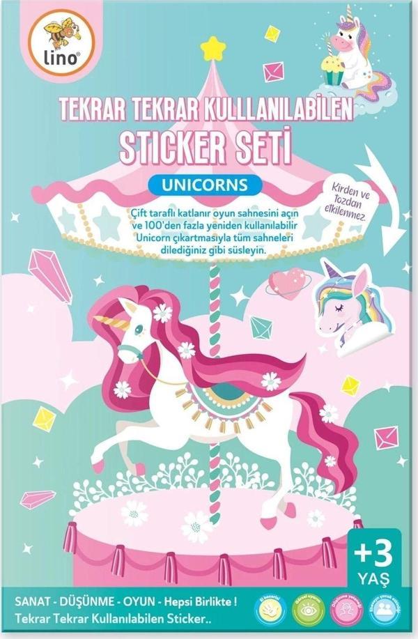 Lino Tekrar Tekrar Kullanılabilen Sticker Seti Unicorns Ls-402 - Image 1