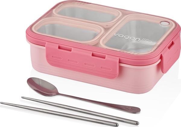 Vagon Çelik Beslenme Kutusu Lunch Box Paslanmaz 620 Ml Xc-7097 (Karışık Renk 1 Adet) - Image 1