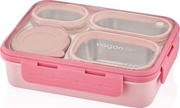 Vagon Çelik Beslenme Kutusu Lunch Box Paslanmaz 800 Ml Xc-7099 (Karışık Renk 1 Adet) - Image 1