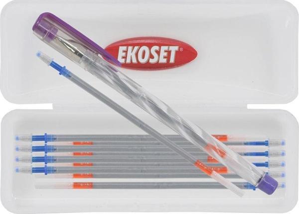 Ekoset Gümüş Deri Kalemi ve 10 Adet Kalem içi  - Image 1