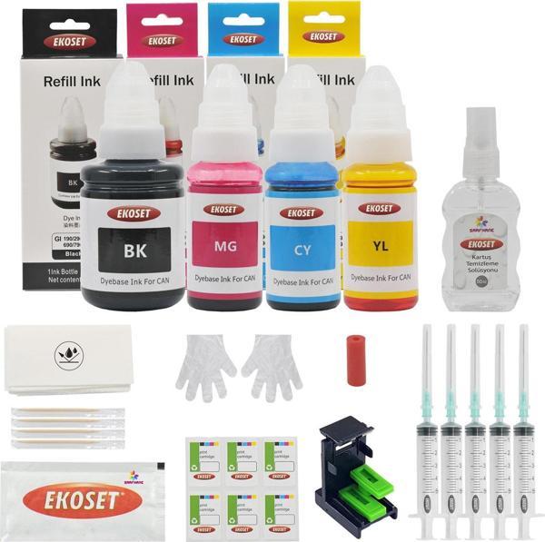 Ekoset Canon E404 E464 E474 PG46 CL56 uyumlu 4 Renk Kartuş Dolum Seti - Image 1