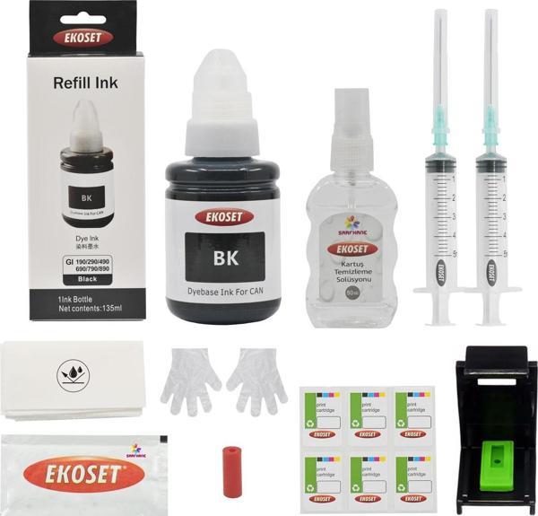 Ekoset Canon E404 E464 E474 PG46 uyumlu Siyah Kartuş Dolum seti 135ml - Image 1