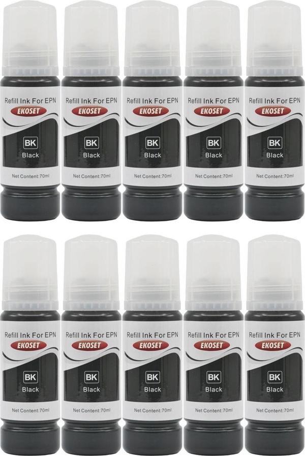 Ekoset Epson 103 L1210 L1250 L3210 L3211 Siyah Muadil Mürekkep 70ml 10 adet - Image 1