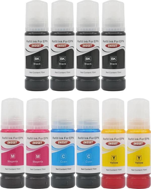 Ekoset Epson 103 L3151 L3156 L3160 L5190 Uyumlu Muadil Mürekkep 70ml 10 adet - Image 1