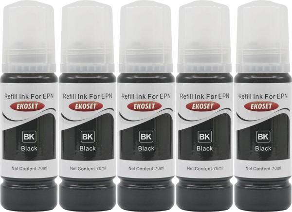Ekoset Epson 103 L3250 L3251 L3260 L3266 Siyah Muadil Mürekkep 70ml 5 Adet - Image 1