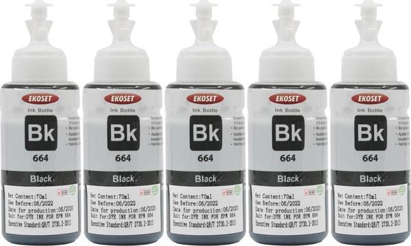 Ekoset Epson L300 L310 L355 L365 L382 L386 Siyah Muadil Mürekkep 70ml 5 adet - Image 1