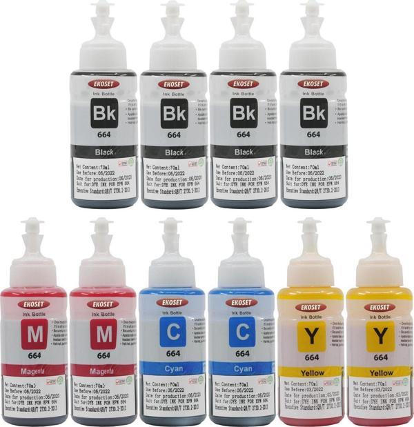 Ekoset Epson L100 L110 L130 L200 L210 L220 Renkli Muadil Mürekkep 70ml 10 Adet - Image 1