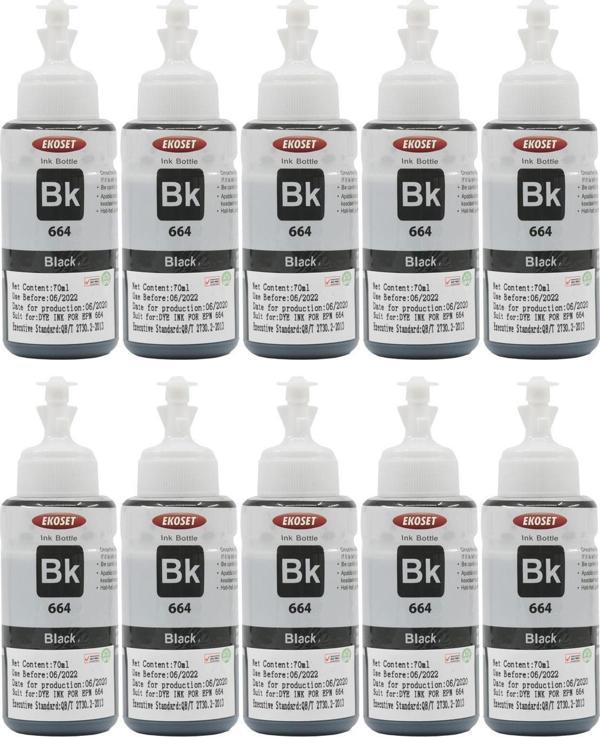 Ekoset Epson L486 L455 L550 L565 Siyah Muadil Mürekkep 70ml 10 adet - Image 1