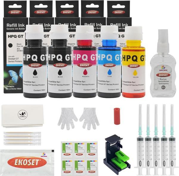 Ekoset Hp 2320 2710 2720 2721 2723 Hp 305 uyumlu Kartuş Dolum Seti 5'li set - Image 1