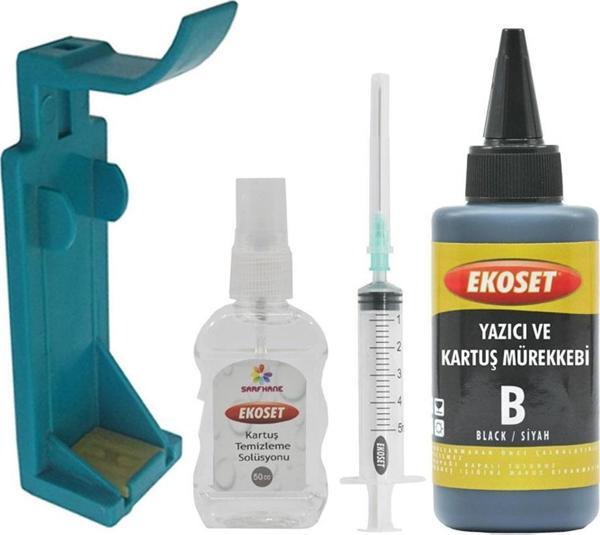Ekoset Hp 45 uyumlu Siyah Kartuş Dolum seti ve 100ml Mürekkep - Image 1