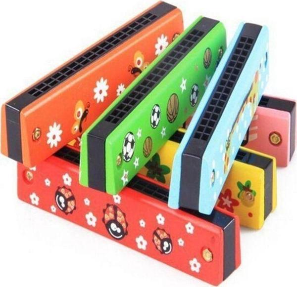 Adm Store 6 Adet Ahşap Mızıka Çift Sıralı Renkli Desenli Çocuk Mızıka 16 Delikli - Image 1