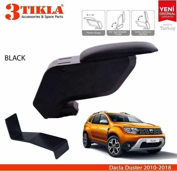 3 Tıkla Dacia Duster 2010-2019 Delmesiz Çelik Ayaklı Siyah Kolçak Kol Dayama - Image 1