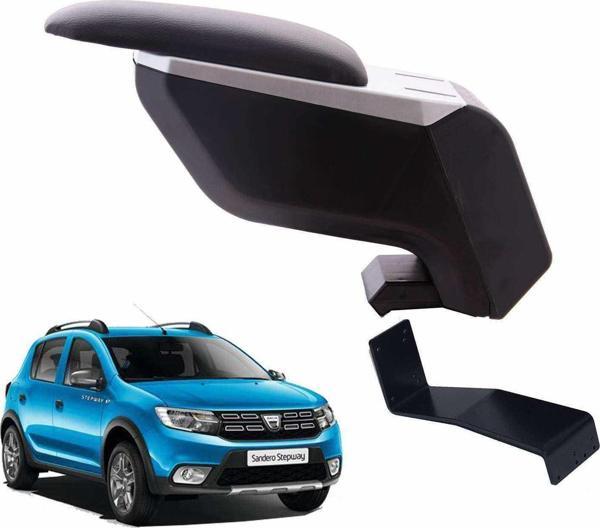 3 Tıkla Dacia Sandero Stepway 2017 Delmesiz Çelik Ayaklı Siyah Kolçak Kol Dayama - Image 1