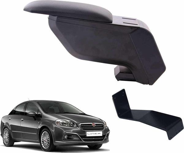 3 Tıkla Fiat Linea 2014 Delmesiz Çelik Ayaklı Siyah Kolçak Kol Dayama - Image 1