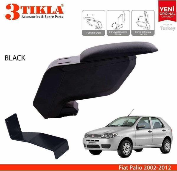3 Tıkla Fiat Palio 2002-2012 Delmesiz Çelik Ayaklı Siyah Kolçak Kol Dayama - Image 1