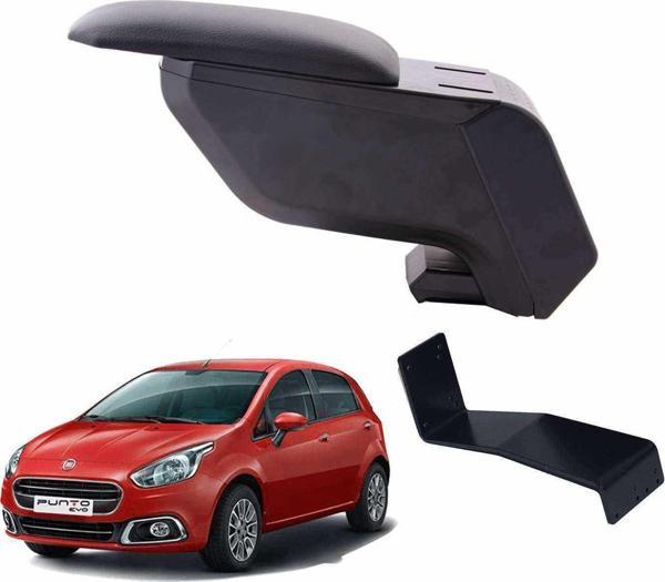 3 Tıkla Fiat Punto 2018 Delmesiz Çelik Ayaklı Siyah Kolçak Kol Dayama - Image 1