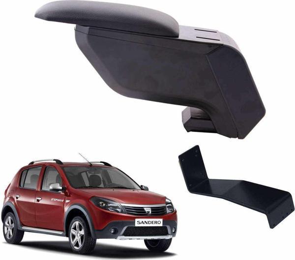 3 Tıkla Dacia Sandero Stepway 2010 Delmesiz Çelik Ayaklı Siyah Kolçak Kol Dayama - Image 1