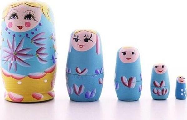 Adm Store Ahşap Tombul Iç Içe Matruşka Bebek Mavi 1 Set 5li Büyük Boy - Image 1