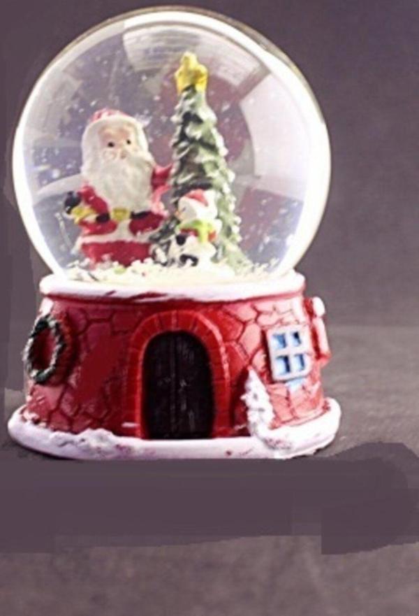 Adm Store Dekoratif Yeni Yıl 2022 Noel Baba Ve Kardan Adam Temalı Orta Boy Işıklı Kar Küresi 9 cm - Image 1