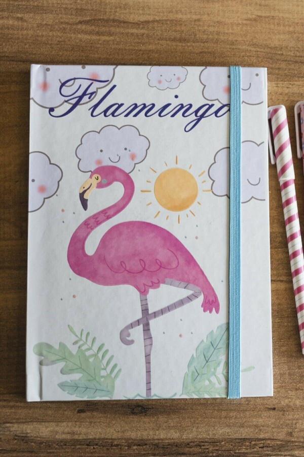 Adm Store Flamingo Desenli Çizgisiz Noktalı Defter - Image 1