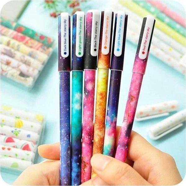 Adm Store Galaksi Gezegen 6 Adet Tükenmez Kalem Seti Kalem Meraklılarına Özel Üretimli Galaksi Yıldız Desenli - Image 1