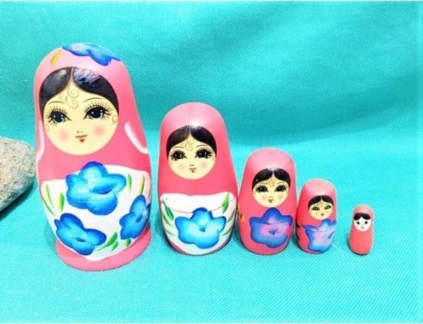 Adm Store Iç Içe Geçen Ahşap Pembe Matruşka Sevgiliye Özel Günlere Hediye Dekoratif Süpriz - Image 1