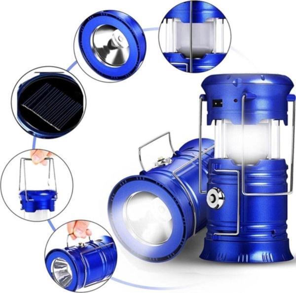 Adm Store Şarjlı Kamp Lambası Mavi Kızaklı Kamp Feneri Led Lamba Güneş Enerjili Avcı Feneri Kamp Lambası - Image 1