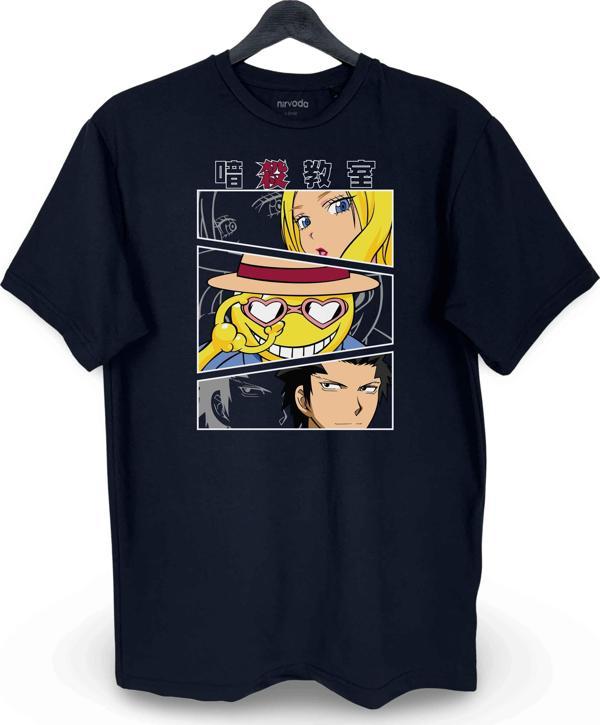 Assassination Classroom Baskılı Tişört Unisex Bol Kalıp Bisiklet Yaka Siyah - Image 1