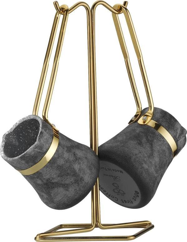 Brioni Royal Stone 3 Parça Cezve Takımı - Kumtaşı/Altın - Image 1