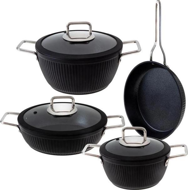 Jumbo Dublin Black 7 Parça Granit Tencere Seti - Image 1