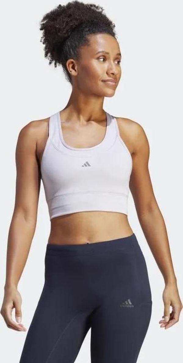 Adidas HZ4230 Medium Support Running Pocket Sporcu Brası Pedli Lila - Image 1