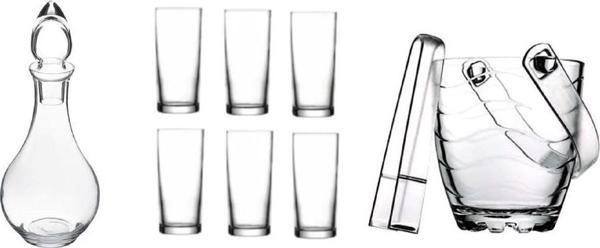 Paşabahçe rakı bardak ve 9 prç. rakı bardağı ve buz kovası seti su şişeli  - Image 1