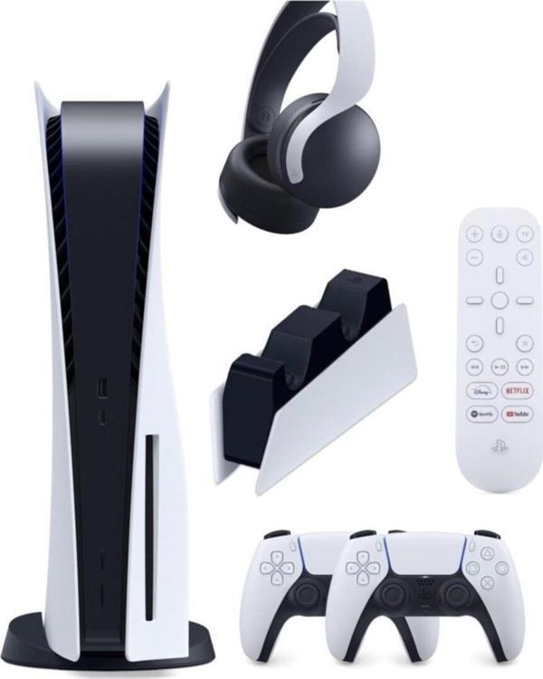 Sony Playstation 5 PS5 Konsol + 2 Kol + Pulse 3D Kulaklık + Şarj İstasyonu + Medya Kumandası (İthalatçı Garantili) - Image 1